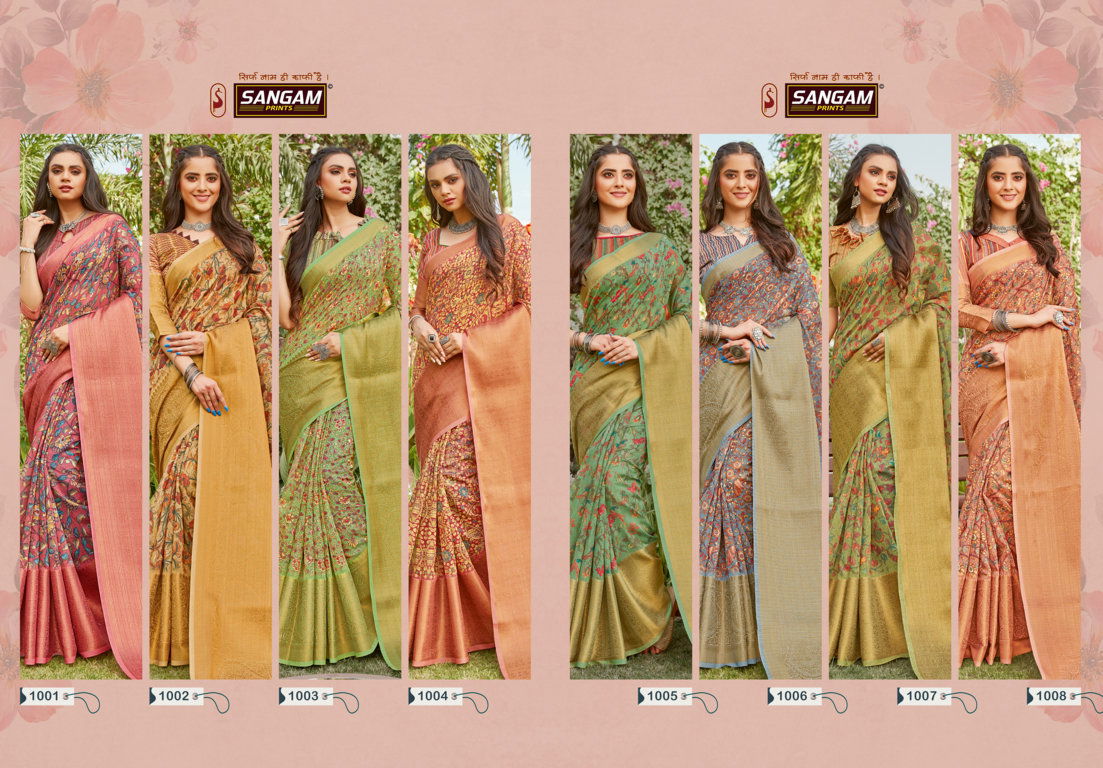 Sangam Ayana  Latest Fancy Designer Festive Wear Linen Silk Digital Printed Sarees Collection